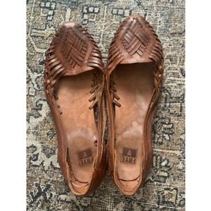 RARE VINTAGE Frye Huarache Leather Slip-On Flats Cognac Women’s Sz 10